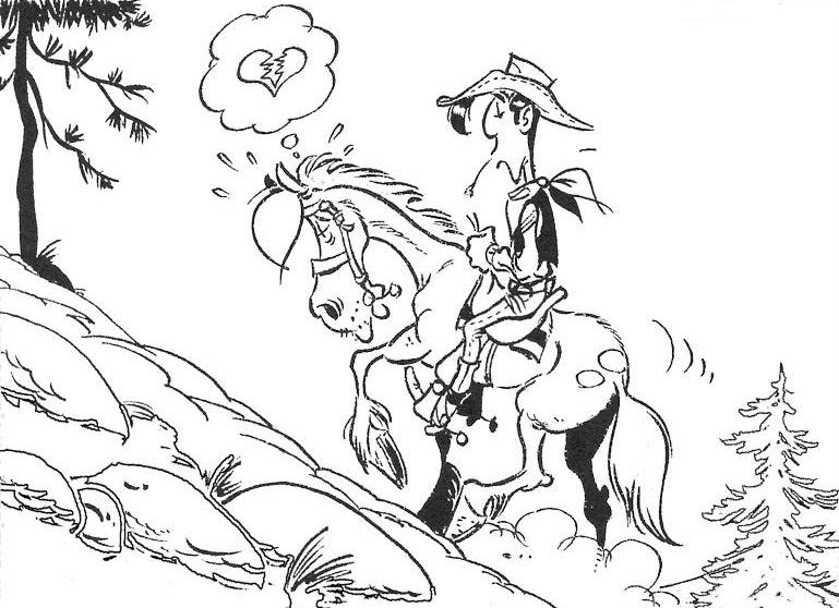 coloriage lucky luke a cheval